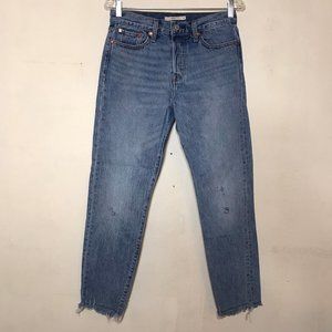Levi's Wedgie Button Fly 11" High Rise Raw Hem Straight leg Jeans Size 28
